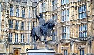 Statue in the houses of parliament, London