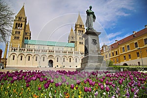 Statue of Ignac Szepesy and Basilica of St. Peter & St. Paul, Pe