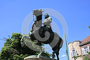 Statue of II Rakoczi Ferenc in Szeged, Hungary, Csongrad region