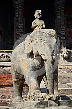 Statue image guarding in Patan Durbar Square Nepal