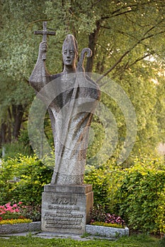 Statue of Island Saint of Reichenau, Lake Constance in Germany