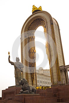 Statue of Ismoil Somoni in the centre of Dushanbe