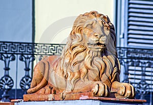 Statue of the Italian Florentine Renaissance: lions defending freedom