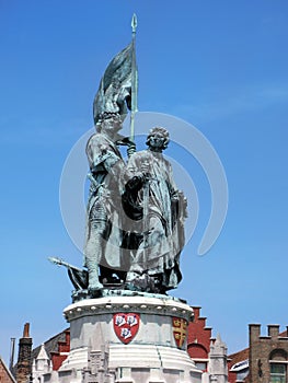 Statue of Jan Breydel, Pieter de Coninck in Bruges photo