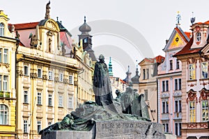 Statue of Jan Hus on the Old Town Square in Prague