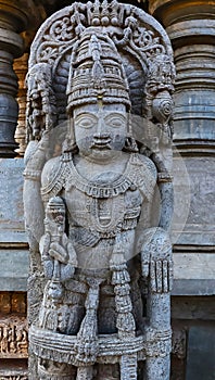 Statue of Jaya, gatekeeper of Vaikuntha at entrance of Sri Lakshimi Narasimha Swamy Temple, Javagal, Hassan
