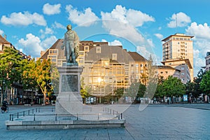 The statue of Jean-Baptiste KlÃÂ©ber Place Kleber on the central square of Strasbourg, France photo