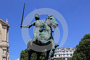 Statue of Jeanne d`Arc in Paris, France