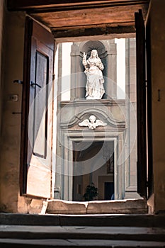 Statue of Jesus at Camaldoli Italy. Christian symbol.