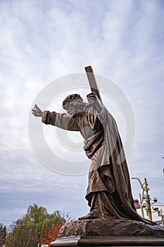 Statue of Jesus carrying a cross near the Church of the Catholic Jesuits