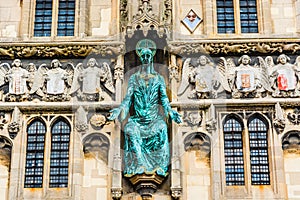 Statue of Jesus on the Christ Church Gate of Canterbury Cathedral