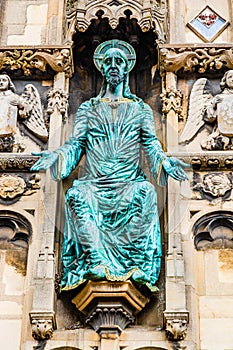 Statue of Jesus on the Christ Church Gate of Canterbury Cathedral