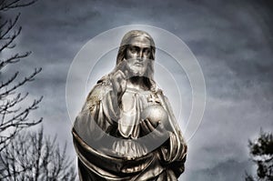 The statue of Jesus Christ. He holds the sphere with a cross as a symbol of the trusteeship of Christianity above the earth. faith