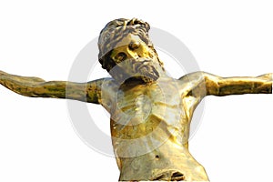 Statue of Jesus Christ. Sacred Heart. Christianity symbol isolated on white background