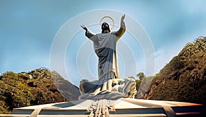 statue of jesus christ with the sky
