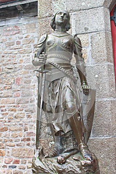 Statue of Joan of Arc in the abbey of Mont Saint Michel.