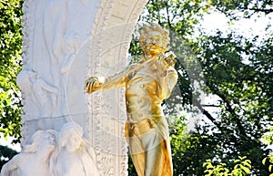 The statue of Johann Strauss in Vienna, Austria