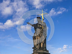 Statue of John the Baptist  on Charles Bridge, Prague, Czech Republic