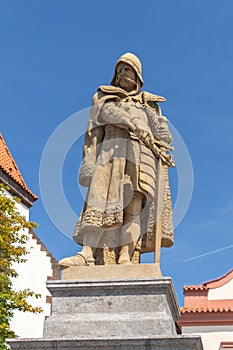 statue of John Zizka of Trocnov, military leader of the Hussites, Tabor, Czech republic