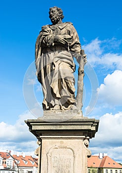 Statue of Jude the Apostle on Charles Bridge in Prague