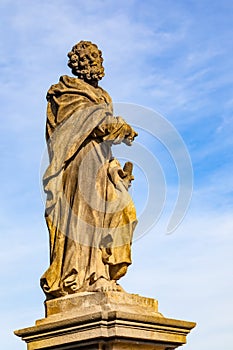 Statue of Jude the Apostle on Charles Bridge in Prague
