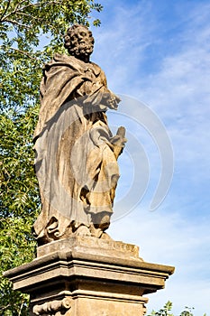 Statue of Jude the Apostle on Charles Bridge in Prague