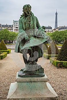 Statue of Jules Hardouin Mansart at Les Invalides gardens in Par
