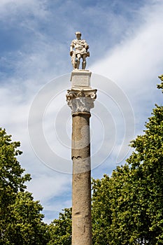 Statue Julius Caesar at Alameda de Hercules in Seville, Spain