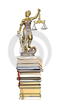 Statue of Justice on the pile of book