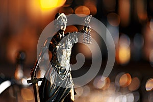 The Statue of Justice symbol, legal law concept