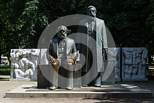 Statue of Karl Marx and Friedrich Engels in Berlin Mitte, Berlin, Germany