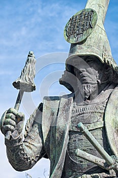 A statue of Kato Kiyomasa, an expert builder of Nagoya castle. Nagoya. Japan