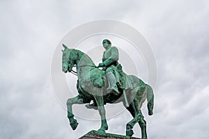 Statue of king Albert I at sunset on the horse, Brussel, Belgium