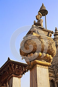 Statue of King Bupathindra Malla, Bhaktapur, Nepal photo