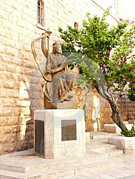 Sculpture of King David playing the harp, Israel