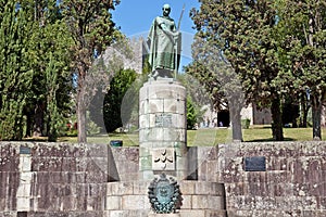 Statue of King Dom Afonso Henriques by the Sacred Hill in the city of Guimaraes