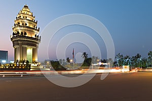 A Statue of King Father Norodom Sihanouk at central Phnom Penh, Capital of Cambodia.