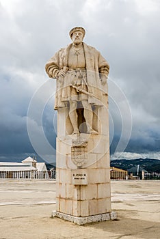 Statue of King Joao III. at the University courtyard in Coimbra ,Portugal