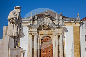 Statue of King Joao III on the university square of Coimbra