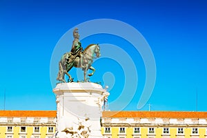 statue of King Jose on the Commerce square in Lisbon, Portugal