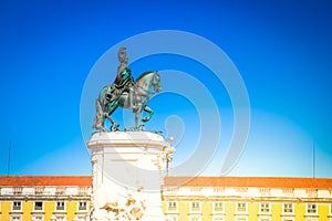statue of King Jose on the Commerce square in Lisbon, Portugal