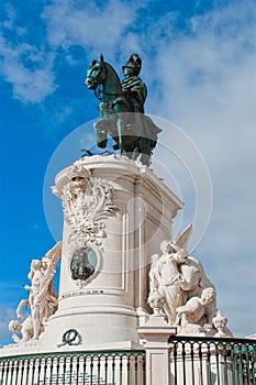 Statue of King Jose I on the Commerce Square - Praca do Comercio - in Lisbon, Portugal