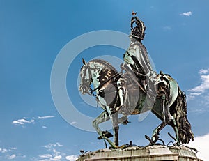 Statue of King Jose I on Praca do Comercio in Lisbon