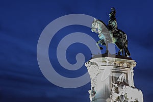 Statue of King Jose I at Praca do Comercio in Lisbon