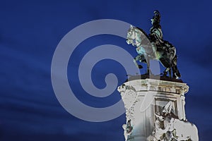Statue of King Jose I at Praca do Comercio in Lisbon photo