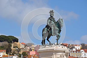 Statue of King Jose in Praca do Comercio Lisbon