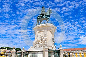 Statue of King JosÃÂ© I on the PraÃÂ§a do ComÃÂ©rcio Commerce Square in Lisbon, Portugal photo