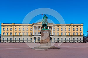 Statue of king Karl Johan in front of the royal palace in Oslo, Norway