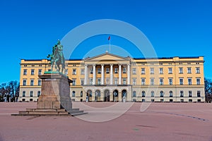 Statue of king Karl Johan in front of the royal palace in Oslo, Norway