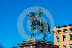 Statue of king Karl Johan in front of the royal palace in Oslo, Norway